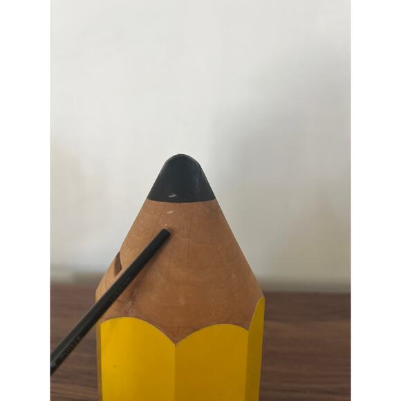 VTG Pencil Wood Piggy Bank Made in France Kitschy Whimsy Teacher Gift Classroom - Picture 7 of 8